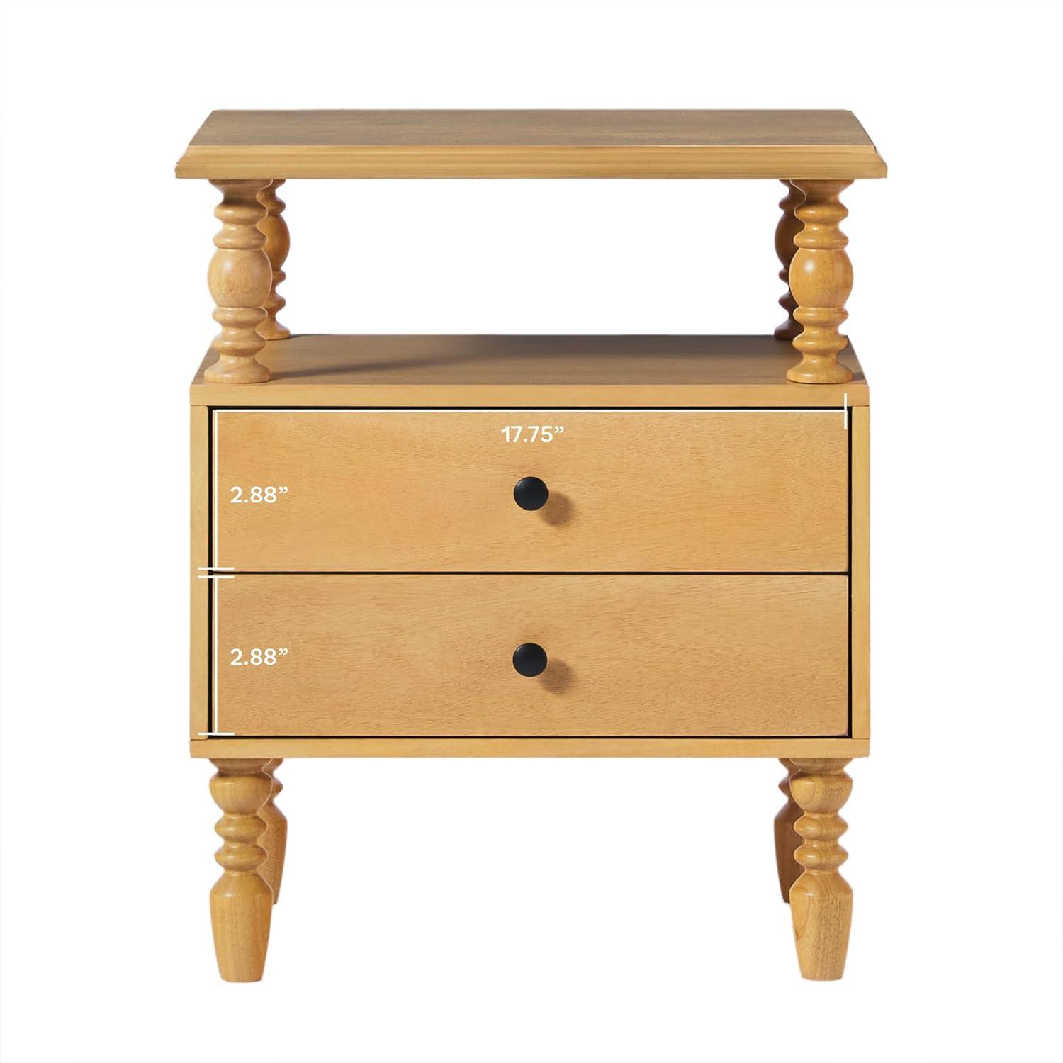 imageWalker Edison Solid Wood Spindle Vivienne King Bed with Two EZ Assembly 2Drawer Nightstands 3Piece NaturalNatural