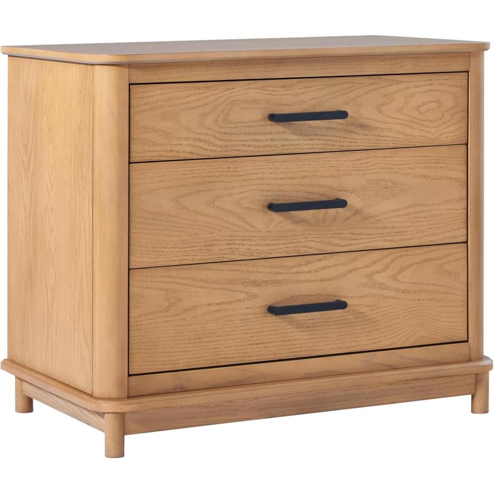 imageWalker Edison Contemporary Solid Red Oak Veneer 3Drawer Chest Easy to Assemble Drawers Storage for Bedroom 3Drawer Nightstand 3025 Inch English OakEnglish Oak