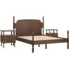 Walker Edison Solid Wood Spindle Vivienne Queen Bed with Two EZ Assembly 2-Drawer Nightstands, 3-Piece, Dark Brown(Dark Brown)