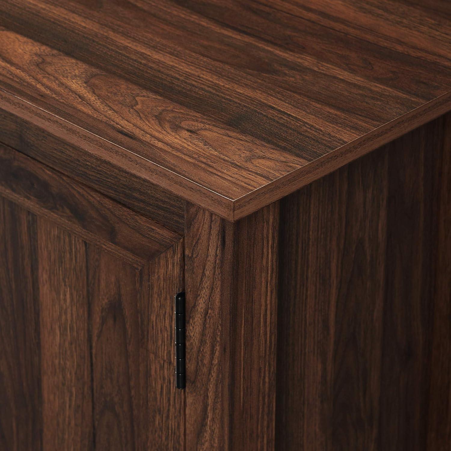 imageWalker Edison Ashbury Coastal Style Grooved Door TV Stand for TVs up to 80 Inches 70 Inch Grey WashDark Walnut