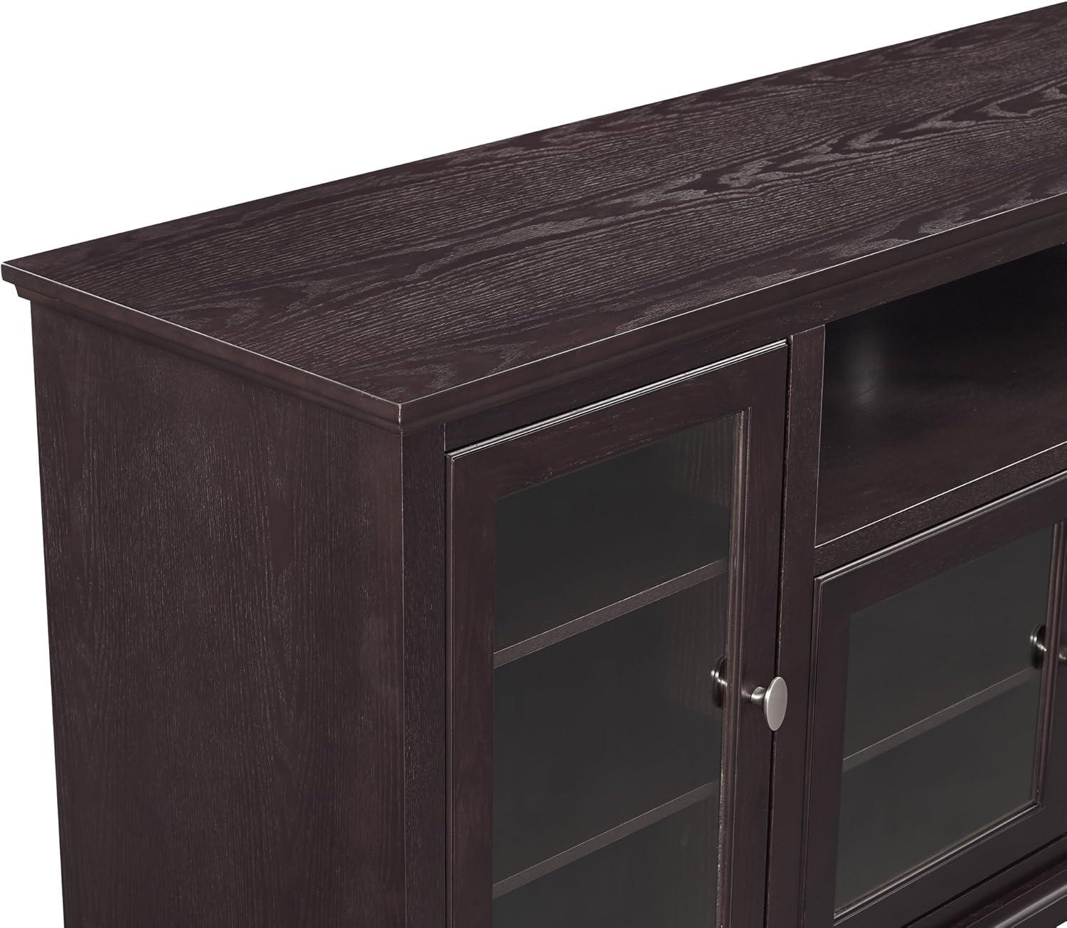 imageWalker Edison Brahm Classic Glass Door Storage TV Console for TVs up to 80 Inches 70 Inch BlackEspresso Brown