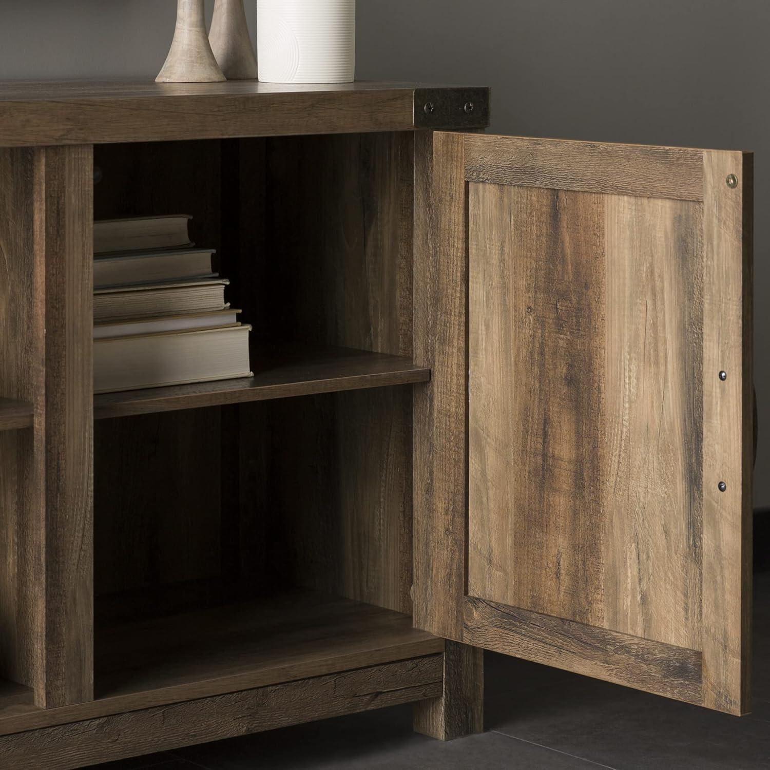 imageWalker Edison Georgetown Modern Farmhouse Double Barn Door TV Stand for TVs up to 65 Inches 58 Inch Rustic Oak