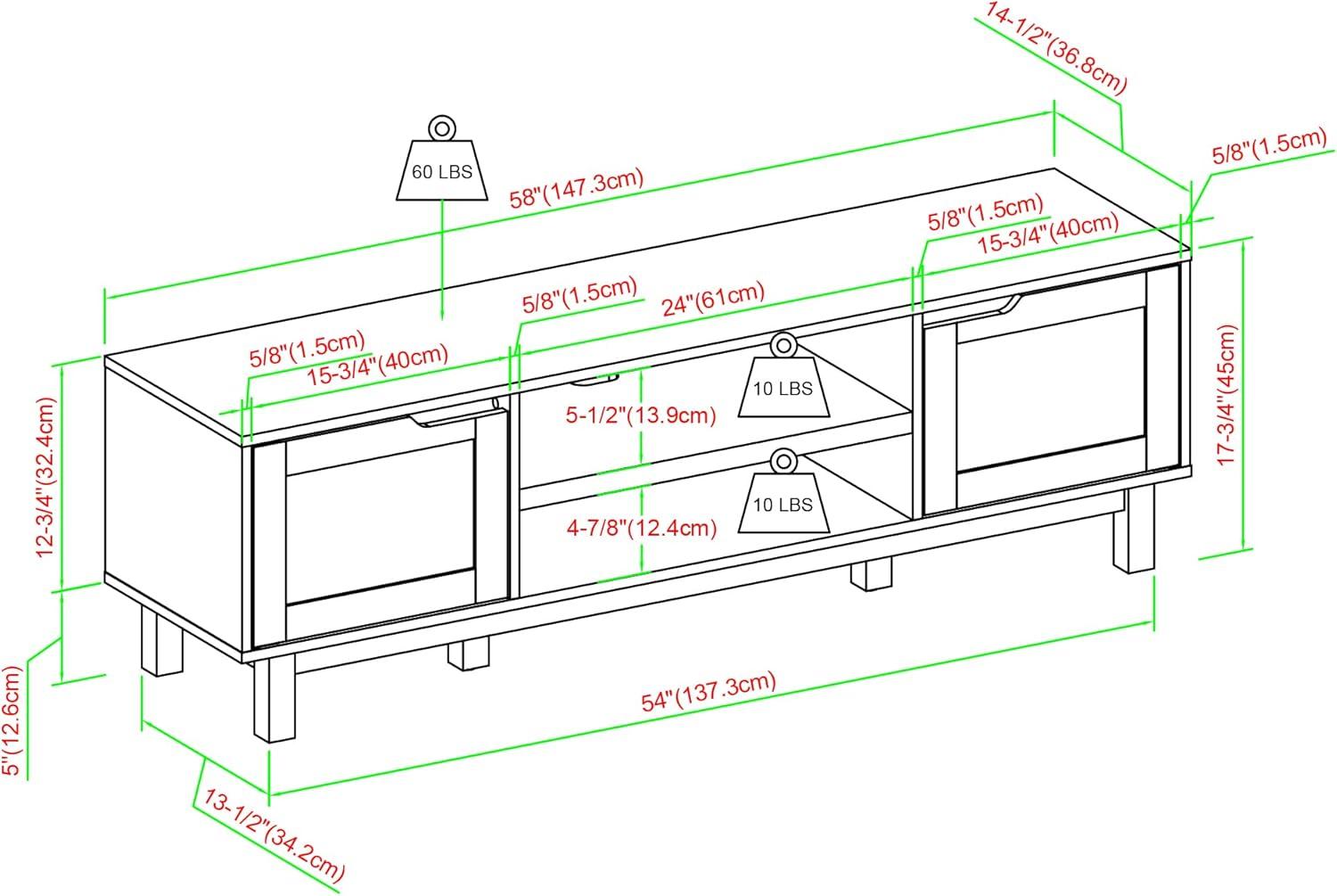 imageWalker Edison Tage Modern PullOpen Door Low TV Stand for TVs up to 65 Inches 58 Inch Coastal Oak