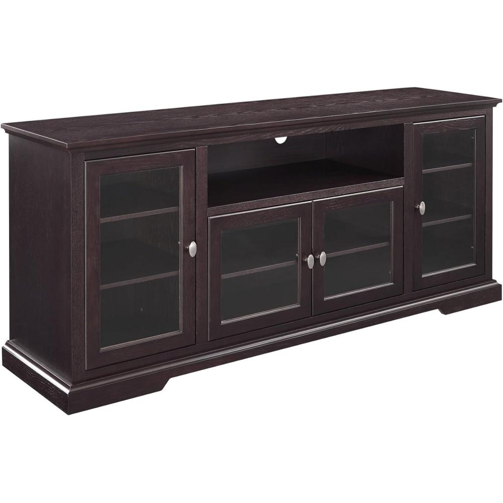 imageWalker Edison Brahm Classic Glass Door Storage TV Console for TVs up to 80 Inches 70 Inch BlackEspresso Brown