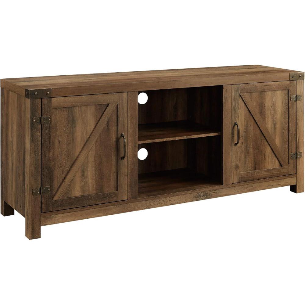 imageWalker Edison Georgetown Modern Farmhouse Double Barn Door TV Stand for TVs up to 65 Inches 58 Inch Rustic Oak