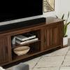 Walker Edison Ashbury Coastal Style Grooved Door TV Stand for TVs up to 80 Inches, 70 Inch, Grey Wash(Dark Walnut)