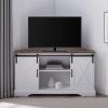 Walker Edison Everette Modern Farmhouse Double Sliding X Barn Door TV Stand for TVs up to 58 Inches 52 Inch Traditional Brown and White Oak(Reclaimed Barnwood and Solid White)