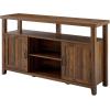Walker Edison Kent Modern Rustic Grooved Door Tall TV Stand for TVs up to 65 Inches 58 Inch Dark Walnut
