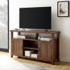 Walker Edison Kent Modern Rustic Grooved Door Tall TV Stand for TVs up to 65 Inches 58 Inch Dark Walnut