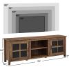 Walker Edison Portsmouth Classic 2 Glass Door TV Stand for TVs up to 80 Inches, 70 Inch, Grey Wash(Rustic Oak)