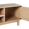 Walker Edison Tage Modern Pull-Open Door Low TV Stand for TVs up to 65 Inches, 58 Inch, Coastal Oak