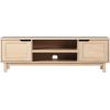 Walker Edison Tage Modern Pull-Open Door Low TV Stand for TVs up to 65 Inches, 58 Inch, Coastal Oak