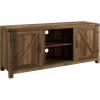 Walker Edison Georgetown Modern Farmhouse Double Barn Door TV Stand for TVs up to 65 Inches, 58 Inch, Rustic Oak