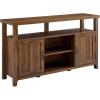 Walker Edison Kent Modern Rustic Grooved Door Tall TV Stand for TVs up to 65 Inches 58 Inch Dark Walnut