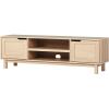 Walker Edison Tage Modern Pull-Open Door Low TV Stand for TVs up to 65 Inches, 58 Inch, Coastal Oak