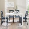 Walker Edison Bennet Bennett Farmhouse 5 Piece Table and X Back Chair Dining Set, Set of 5, Navy Blue(Navy Blue)