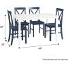 Walker Edison Bennet Bennett Farmhouse 5 Piece Table and X Back Chair Dining Set, Set of 5, Navy Blue(Navy Blue)