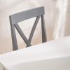 Walker Edison Bennet Bennett Farmhouse 5 Piece Table and X Back Chair Dining Set, Set of 5, Navy Blue(White and Grey)