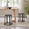 Walker Edison Hayes Modern Curved Metal and Solid Wood Stool, 18 Inch, Black