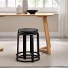 Walker Edison Hayes Modern Curved Metal and Solid Wood Stool, 18 Inch, Black