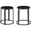 Walker Edison Hayes Modern Curved Metal and Solid Wood Stool, 18 Inch, Black