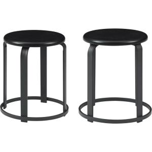 Walker Edison Hayes Modern Curved Metal and Solid Wood Stool, 18 Inch, Black