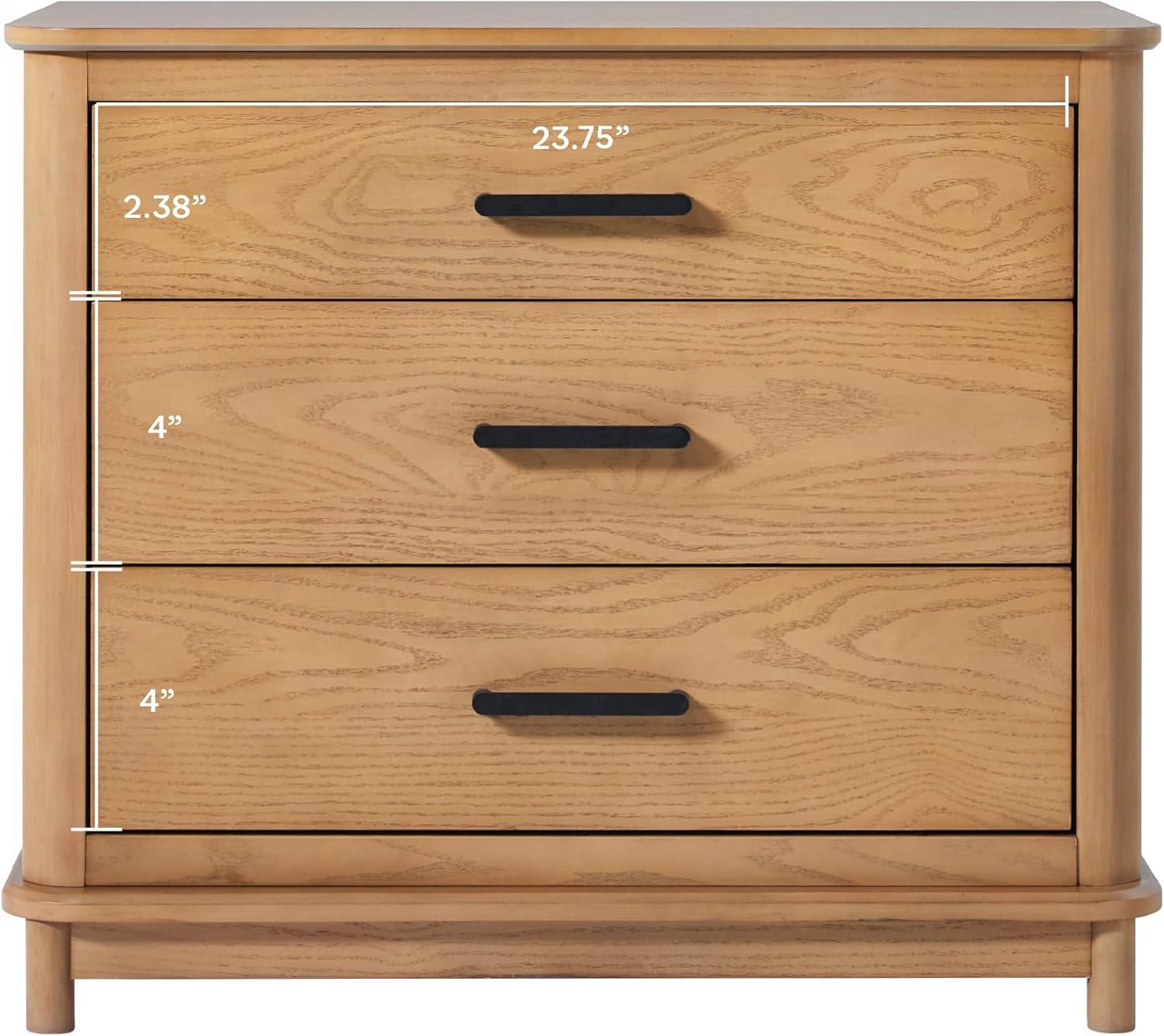 imageWalker Edison 3Piece Contemporary Wood Bedroom Set Solid Pine King Bed with Upholstered Headboard 2 UltraEasy Drawer Assembly 3Drawer Nightstands with Brass Hardware Set of 3 BlackEnglish Oak