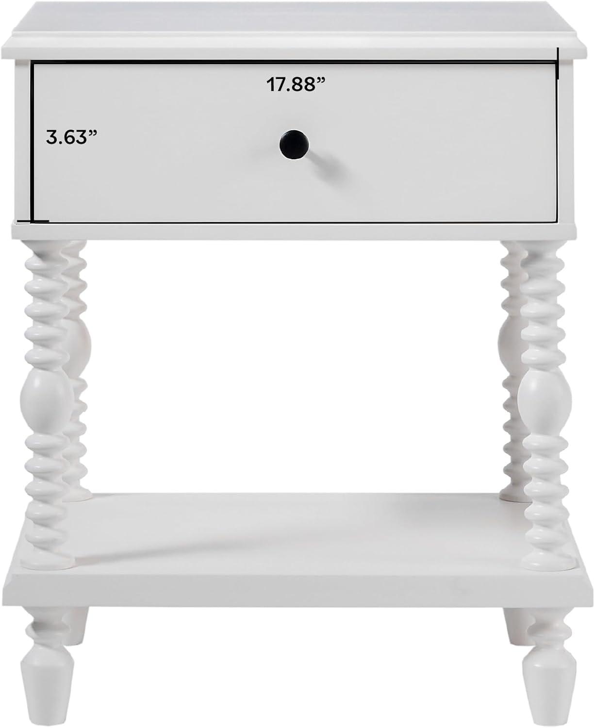 imageWalker Edison Solid Wood Spindle Vivienne Twin Bed EZ Assembly Premium 1Drawer Nightstand and 6Drawer Dresser 3Piece White
