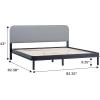 Walker Edison 3-Piece Contemporary Wood Bedroom Set, Solid Pine King Bed with Upholstered Headboard, 2 Ultra-Easy Drawer Assembly 3-Drawer Nightstands with Brass Hardware, Set of 3, Black(Black)