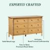 Walker Edison Solid Wood Spindle Vivienne King Bed with Two EZ Assembly 2-Drawer Nightstands and a 6-Drawer Dresser, 4-Piece, Natural