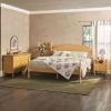 Walker Edison Solid Wood Spindle Vivienne King Bed with Two EZ Assembly 2-Drawer Nightstands and a 6-Drawer Dresser, 4-Piece, Natural