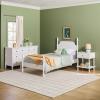 Walker Edison Solid Wood Spindle Vivienne Twin Bed EZ Assembly™ Premium 1-Drawer Nightstand and 6-Drawer Dresser, 3-Piece, White