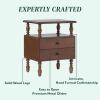 Walker Edison Traditional Vivienne Queen Bed EZ Assembly 2-Drawer Nightstand, 2-Piece, Dark Brown(Dark Brown)