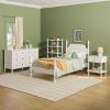 Walker Edison Vivienne Wood Spindle Bed EZ Assembly 1-Drawer Nightstand, 6-Drawer Dresser, and Short Bookshelf, 4-Piece, White