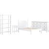 Walker Edison Vivienne Wood Spindle Bed EZ Assembly 1-Drawer Nightstand, 6-Drawer Dresser, and Short Bookshelf, 4-Piece, White