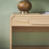 Walker Edison Modern Curved Waterfall Desk with Drawers, Rounded Edge Desk for Home Office or Living Space, Statement Console Table with Oversized Drawer Pulls, 45”W x 20”D x 30”H, Black(Coastal Oak)