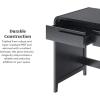 Walker Edison Modern Curved Waterfall Desk with Drawers, Rounded Edge Desk for Home Office or Living Space, Statement Console Table with Oversized Drawer Pulls, 45”W x 20”D x 30”H, Black(Black)