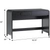 Walker Edison Modern Curved Waterfall Desk with Drawers, Rounded Edge Desk for Home Office or Living Space, Statement Console Table with Oversized Drawer Pulls, 45”W x 20”D x 30”H, Black(Black)