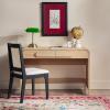 Walker Edison Modern Curved Waterfall Desk with Drawers, Rounded Edge Desk for Home Office or Living Space, Statement Console Table with Oversized Drawer Pulls, 45”W x 20”D x 30”H, Black(Coastal Oak)