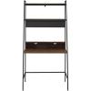 Walker Edison Modern Transitional Interior Design Reeded Desk with Hutch and Drawers, Built-in Tech, Desk with Cord Management, Storage for Small Living Spaces, 38”W x 19”D x 70”H, Black(Ladder Dark Walnut)