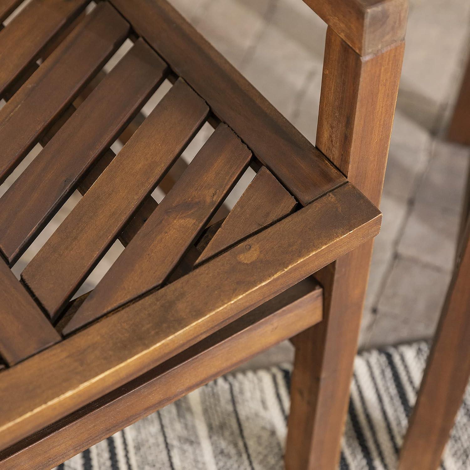 imageWalker Edison 2 Piece Outdoor Patio Chevron Wood Chair Set All Weather Backyard Conversation Garden Poolside Balcony Set of 2 BrownDark Brown