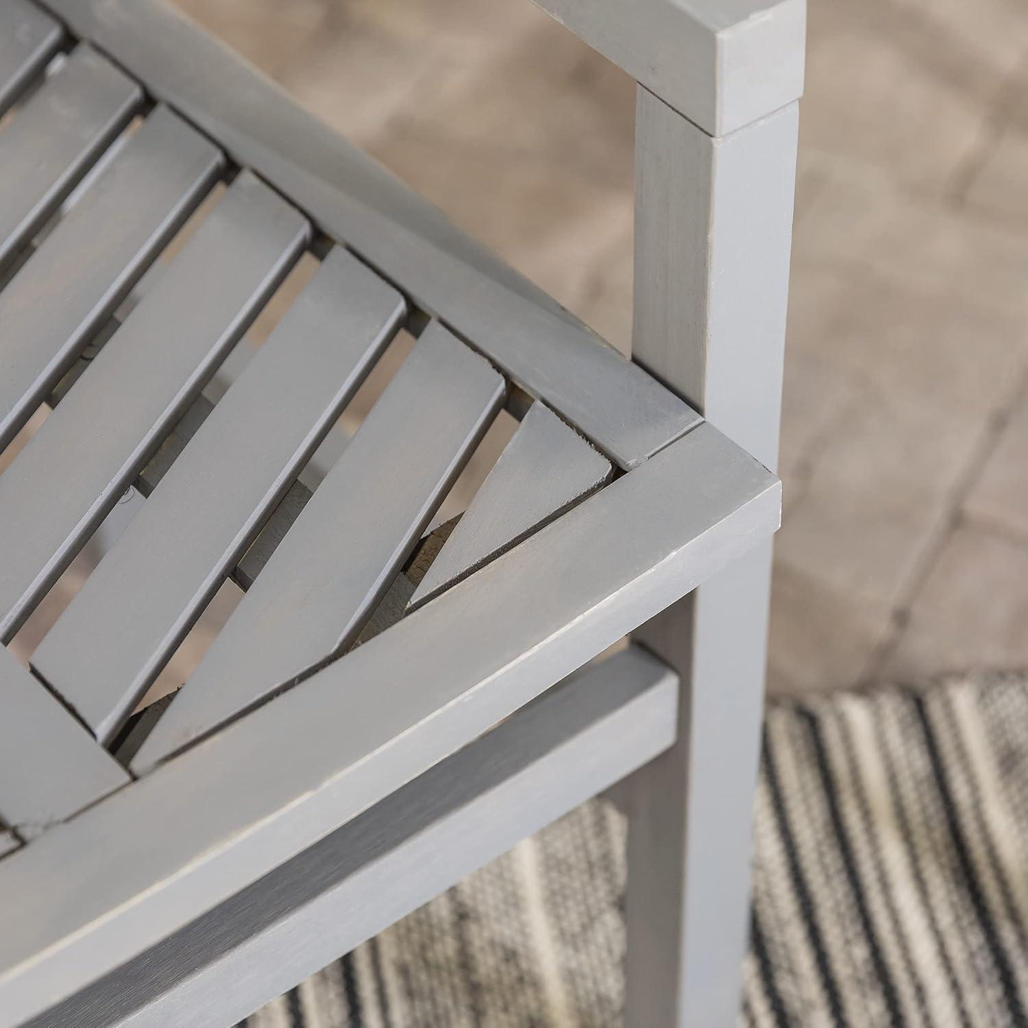 imageWalker Edison 2 Piece Outdoor Patio Chevron Wood Chair Set All Weather Backyard Conversation Garden Poolside Balcony Set of 2 BrownGrey