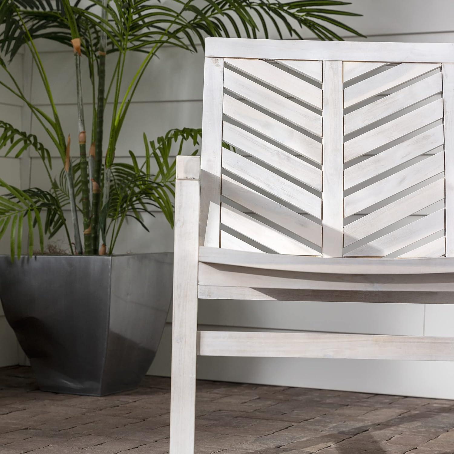 imageWalker Edison 2 Piece Outdoor Patio Chevron Wood Chair Set All Weather Backyard Conversation Garden Poolside Balcony Set of 2 BrownWhite Wash