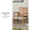 Walker Edison 2 Piece Outdoor Patio Chevron Wood Chair Set All Weather Backyard Conversation Garden Poolside Balcony, Set of 2, Brown(Brown)