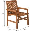 Walker Edison 2 Piece Outdoor Patio Chevron Wood Chair Set All Weather Backyard Conversation Garden Poolside Balcony, Set of 2, Brown(Brown)