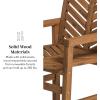 Walker Edison 2 Piece Outdoor Patio Chevron Wood Chair Set All Weather Backyard Conversation Garden Poolside Balcony, Set of 2, Brown(Brown)