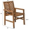 Walker Edison 2 Piece Outdoor Patio Chevron Wood Chair Set All Weather Backyard Conversation Garden Poolside Balcony, Set of 2, Brown(Dark Brown)