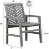Walker Edison 2 Piece Outdoor Patio Chevron Wood Chair Set All Weather Backyard Conversation Garden Poolside Balcony, Set of 2, Brown(Grey)