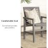 Walker Edison 2 Piece Outdoor Patio Chevron Wood Chair Set All Weather Backyard Conversation Garden Poolside Balcony, Set of 2, Brown(Grey)