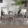 Walker Edison 2 Piece Outdoor Patio Chevron Wood Chair Set All Weather Backyard Conversation Garden Poolside Balcony, Set of 2, Brown(Grey)